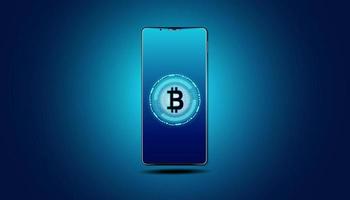 Abstract A phone with bitcoins in the phone is the concept of accessing Bitcoin Financial technology use vector