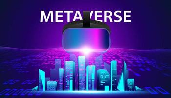 metaverso abstracto gafas vr concepto de auriculares de realidad virtual colorido de la futura tecnología digital metaverso conectado al espacio virtual en un fondo moderno. vector