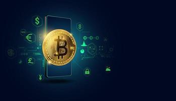 Abstract Digital bitcoin Finance in the Online World By Mobile Internet, Transactions in Online Systems On the background, internet, stock trading. Connected all over the world vector