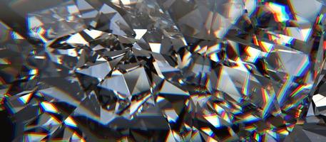 Realistic diamond crystal with caustic close up texture background 3D rendering photo