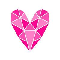 Vector pink heart in a modern geometric style. Vector illustration for your graphic design. Geometric Logo In The Shape Of A Heart. Design elements for Valentine's Day.