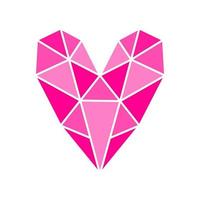 Vector pink heart in a modern geometric style. Vector illustration for your graphic design. Geometric Logo In The Shape Of A Heart. Design elements for Valentine's Day.