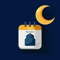 Ramadans day calendar icon. 2 April. Ramadans day flat 3d icon. EPS10 format vector