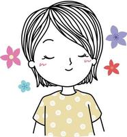 Happy girl with closed eyes vector
