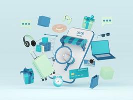 E-commerce concept, Shopping online n mobile application, 3d rendering photo