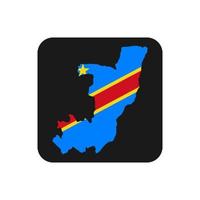 Democratic Republic of the Congo map silhouette with flag on black background vector