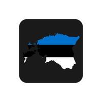 Estonia mapa silueta con bandera sobre fondo negro vector