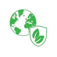 Eco world, planet earth with shield. vector