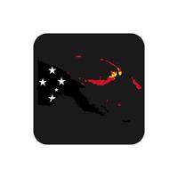 Bandera de Papua Nueva Guinea mapa silueta con bandera sobre fondo negro vector