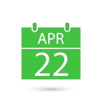 Earth Day. 22 April. Earth Day date in the calendar vector