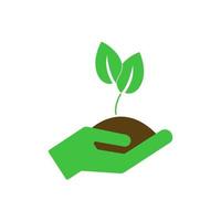 Hand holding young plant sprout care concept vector