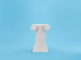 columna de podio abstracto sobre el fondo azul. el pedestal de la victoria es un concepto minimalista. representación 3d foto