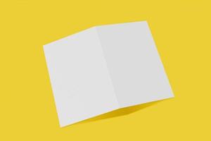 Mockup vertical booklet, brochure, invitation isolated on a yellow background with hard cover and realistic shadow. 3D rendering. photo