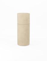 Kraft paper tube mockup white background. Eco template packaging gift, food, cosmetics, chemistry. 3D rendering photo