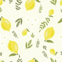 yellow lemon seamless pattern hand draw style vector
