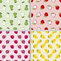 cute hand draw colorful fruit pear apple pomegranate and mango seamless pattern collection vector