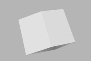 folleto vertical de maqueta, folleto, invitación aislada en un fondo gris con tapa dura y sombra realista. representación 3d foto