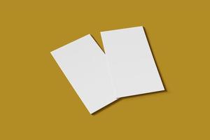 Two Mockup blank business or name card on a yellow background. 3D rendering photo