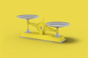 Yellow libra on a yellow background. Abstract image. Minimal concept business. 3D render. photo