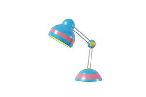 Table lamp cartoon style bright blue color isolated background. Minimalistic concept decor classroom, office, nursery. 3D rendering photo