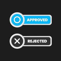 buttons, Approved and rejected button, yes and no buttons, accepted and not accepted buttons, agree and disagree icons, rejected, true vector