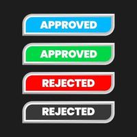 buttons set, Approved and rejected button, yes and no buttons, accepted and not accepted buttons, agree and disagree icons, rejected, true vector