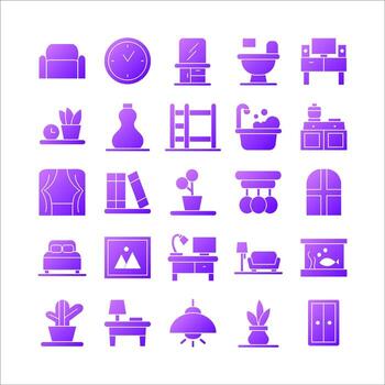 conjunto de iconos de vida en el hogar gradiente vectorial para sitio web, aplicación móvil, presentación, redes sociales. vector
