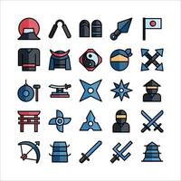 icono ninja establece línea plana vectorial para sitio web, aplicación móvil, presentación, redes sociales. vector