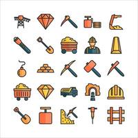 Mining icon set vector flat line for website, mobile app, presentation, social media.