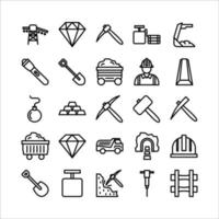 Mining icon set vector line for website, mobile app, presentation, social media.