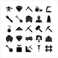 Mining icon set vector solid for website, mobile app, presentation, social media.