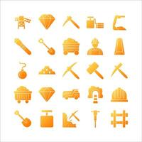 Mining icon set vector gradient for website, mobile app, presentation, social media.