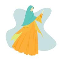 Girl Hijab with long dress flat illustration vector