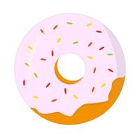 Donut covered with icing isolated on white background vector