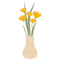 Wild flowers in vase isolated on white background vector