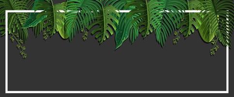 A horizontal frame of tropical foliage template vector