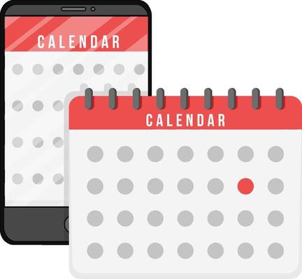 Calendar and tablet icon on white background