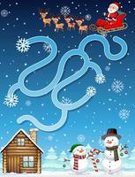 Maze game template with snow theme vector