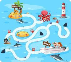 Underwater maze game template for kindergarten kids