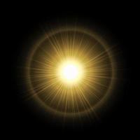 shiny sun in black background. Beams of light, shiny sun rays summer background. Hot And Shiny Sun Lights vector