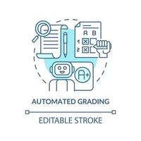 Automated grading blue concept icon. Evaluating student process. Education abstract idea thin line illustration. Isolated outline drawing. Editable stroke. Roboto-Medium, Myriad Pro-Bold fonts used vector