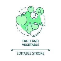 Fruit and vegetable green concept icon. Organic food. Fitness nutrition abstract idea thin line illustration. Isolated outline drawing. Editable stroke. Roboto-Medium, Myriad Pro-Bold fonts used vector