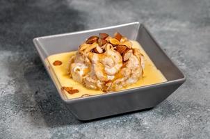 Floating island dessert photo