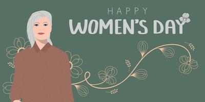 Happy women's day illustration with old woman vector