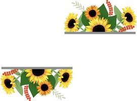 Template for invitation or greeting card with sunflowers. vector
