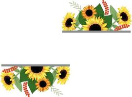 Template for invitation or greeting card with sunflowers. vector