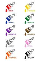 Learn different colors from color brush pictures, Chart learning for kids vector