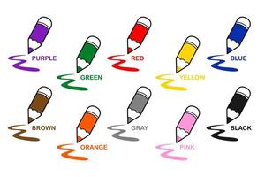 Learn different colors from color pencil pictures, Chart learning for kids vector