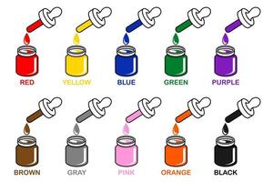 aprenda diferentes colores de las imágenes de botellas de colores, aprendizaje de gráficos para niños vector