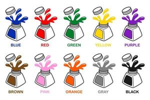 Learn different colors from color bottle pictures, Vector illustration Chart learning for kids